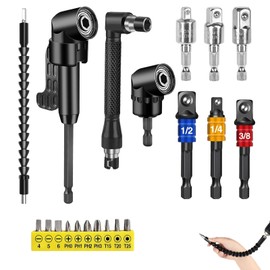Set of 20 105° Angle Screwdriver Attachment Set, Angle Drill Attachment Angle Drill Bendable Shaft Angle Bit Holder for Garage Builders