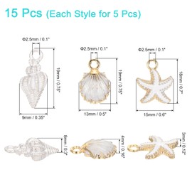 uxcell 15Pcs 3 Style Charm, Gold Plated Charm for DIY Mobile Phone Accessories Keychain Crafting, White