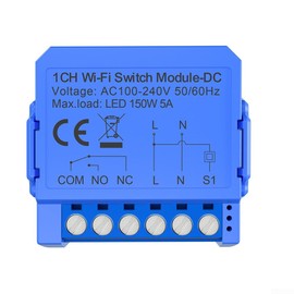 Smart WiFi Dry Contact Relay Switch, TVoice Control, Timer, Countdown Schedule Functions for Tuya, Lighting Control, ACS, Fan Audio (AC110V-240V)