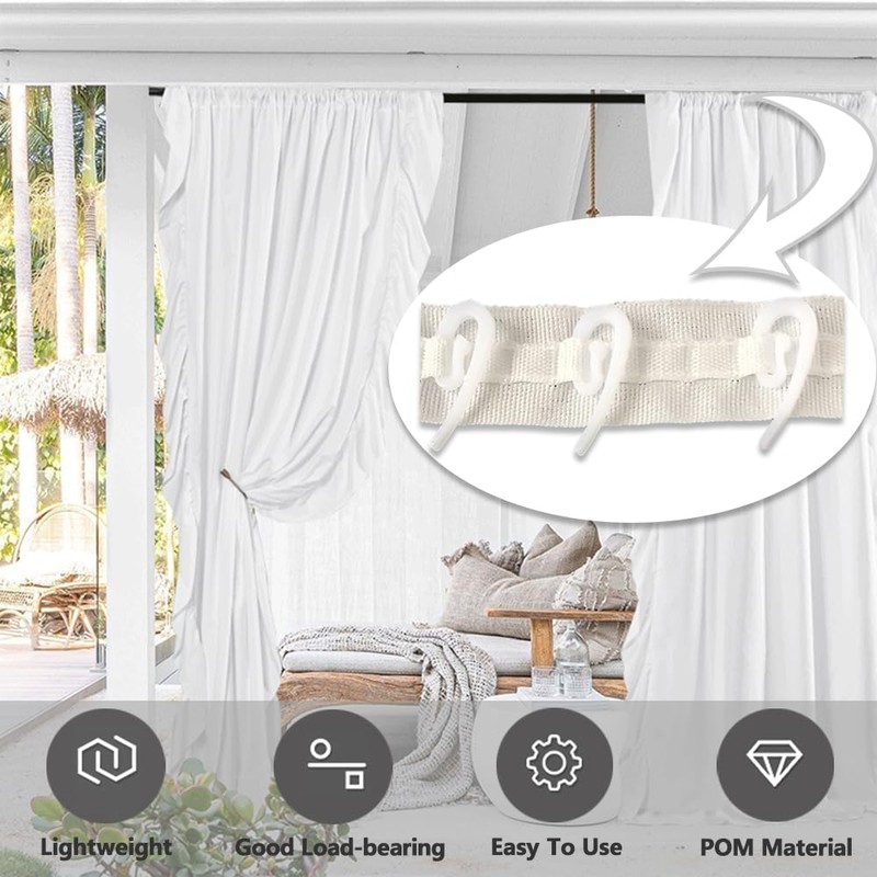 YOFASEN Curtain Hooks Plastic White - Premium & Heavy Duty