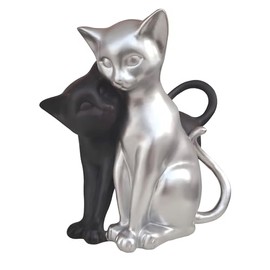 JOOMBE Black and Silver Cat Couple Statue, Creative Art Multi-Color Cat Sculpture, Modern Simple Home Living Room Decoration, Valentine's Day Gift for Women