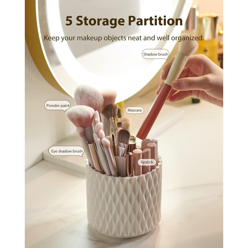 Makeup Brush Holder, [2023 Newest] [Dustproof & Waterproof] 360 Rotating