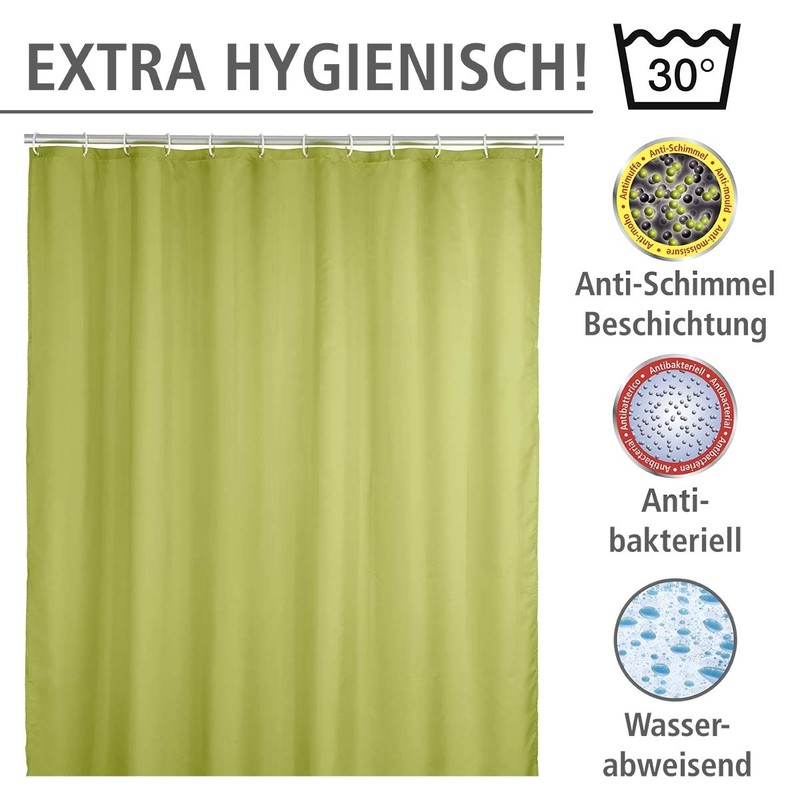 Wenko 20038100 Shower Curtain Textile Anti-Mould 180 x 200 cm