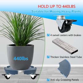 CASIMR 2 Pack Plant Stand with Wheels, Adjustable 15-20" Heavy Duty Plant Caddy with Casters, Indoor Outdoor Large Potted Planter Cart Dolly, Rolling Plant Stand for Flower Pot, 440lb Capacity