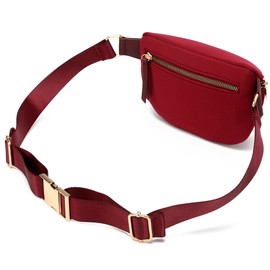 BADGLEY MISCHKA Sage Scuba and Vegan Leather Belt Bag | Fanny Pack | Sling (Burgundy)