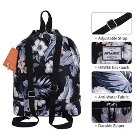 HAWEE Waterproof Drawstring Backpack with Inner Pocket Large Gym Bag Drawstring Daypack Drawstring Bag Sports Bag Unisex for Women Men Travel Everyday School Outdoor Yoga Swimming Beach, small flower,