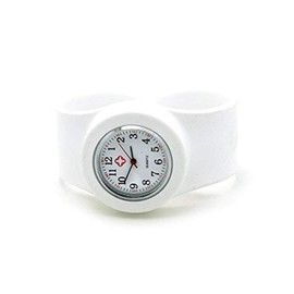 Vavna Wristwaches Silicone Nurse Watch -Slap On Watch -White - Adult Large Size