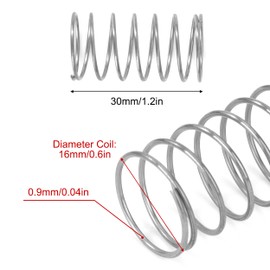 GUNGY Compression Spring Stainless Steel Spring Compression Springs 30 mm Wire Diameter 0.9 mm Outer Diameter 16 mm Length 30 mm Maximum Spring Force 0.54 kg Pack of 4