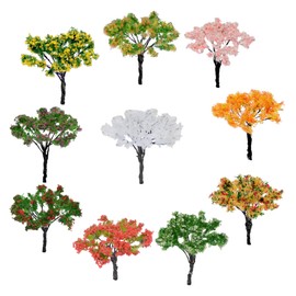 Cayway 10 PCS Miniature Trees Mixed Model Trees, Mixed Colors Accessories Model Train Scenery Architecture Trees Fake Trees for Building Model, Model Scenery with No Bases for DIY Crafts