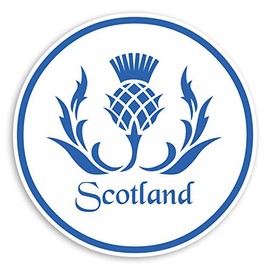 2 x 10cm Blue Scottish Thistle Vinyl Stickers - Scotland Luggage Sticker #31544 (10cm Wide)