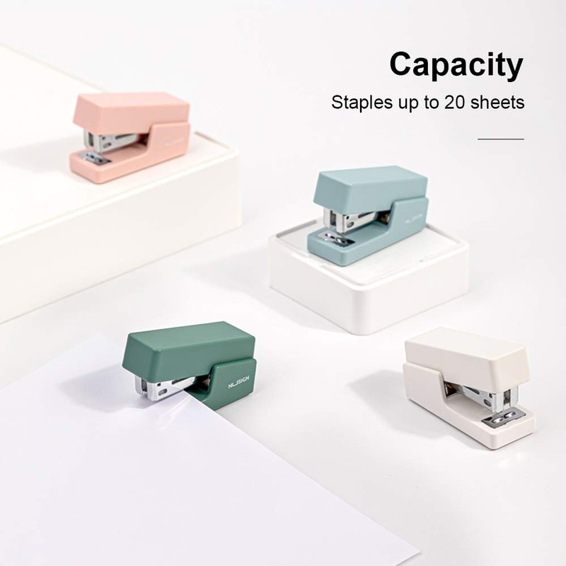 NUSIGN Mini Stapler, 20 Sheet Capacity, Office Desktop Stapler Green,