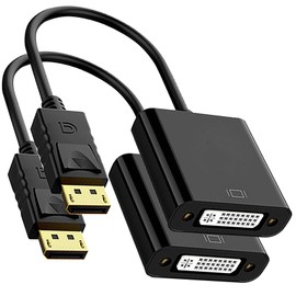 tunghey 2Pack DisplayPort (DP) to DVI Adapter, Gold-Plated Display Port to DVI-D Adapter (Male to Female) Compatible with Computer, Desktop, Laptop, PC, Monitor, Projector, HDTV