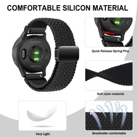 VELULYX Nylon Braided band Compatible with Garmin Venu 2S/Venu 3S/Vivomove 3S/Vivoactive 4S, 18MM Elastic Magnetic Buckle Band for Fossil Ladies Gen 6/Gen 5E/Fossil Ladies Q Venture HR Gen 4/Gen 3
