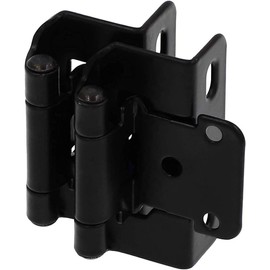 DecoBasics 20 Pack 1/2" Overlay Black Cabinet Hinges for Cabint Doors (10 Pairs) – Partial Wrap Semi-Concealed Self-Closing Face Frame Hinge for Cupboard & Kitchen Doors w/Screws & Quiet Bumpers