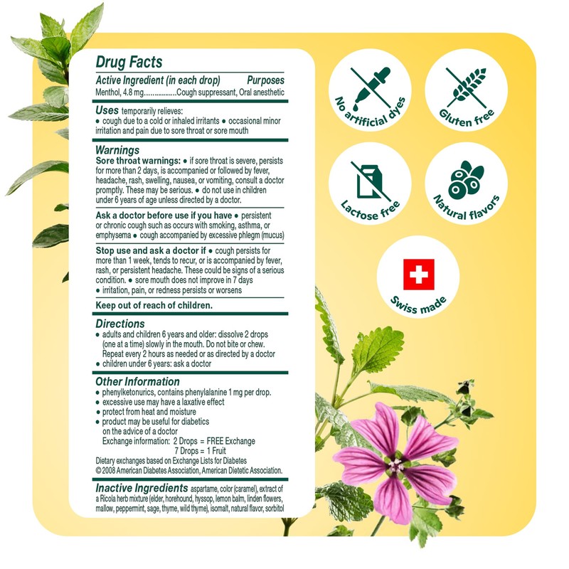 Ricola Swiss Herb Sugar Free Cough Drops with Menthol -