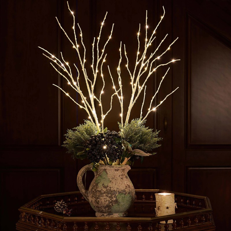 Hairui Lighted Willow Branches Battery Operated Home Mantle Christmas Decor