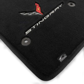 Lloyd Mats Custom-Fit Carpeted Floor Mats Premium Luxury Car Floor Liners for Corvette C8 2020-ON Standard Binding (Charcoal, 2PC - Fronts/Double/Carbon Stingray)