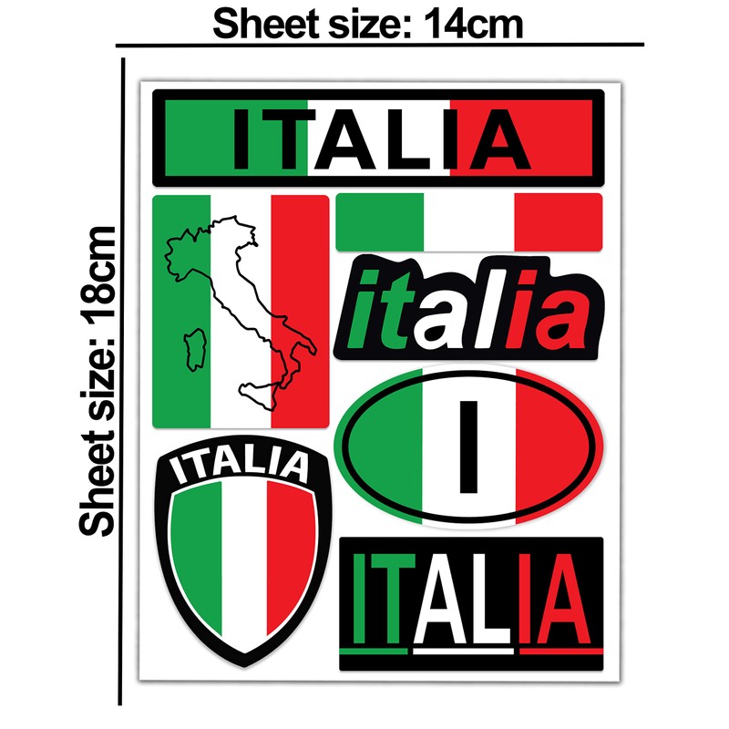 Biomar Labs® 10 x Vinyl Car Sticker Flag Italy Italian