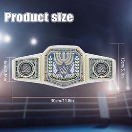 DIY 5D Belt Diamond Art Table Decorations Kit, 5D DIY Diamond Art Painting Waistband Universal Champion Diamond Art Belt for Men Women Art Craft Gift Home Office Tabletop (White)