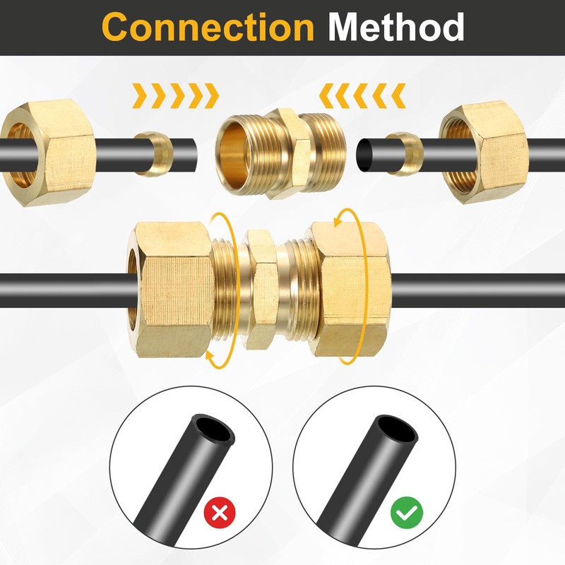 sourcing map 1Pcs Brass Compression Tube Fitting, 15.88mm Tube OD