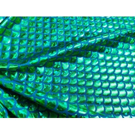 LushFabric Mermaid Scale Print Fabric Fish Tale Scales Foil - 2 Way Stretch Material Lycra Spandex - Bikini, Costume, Dress, Decor - 145CM Wide (2 METRES, Green & Blue)
