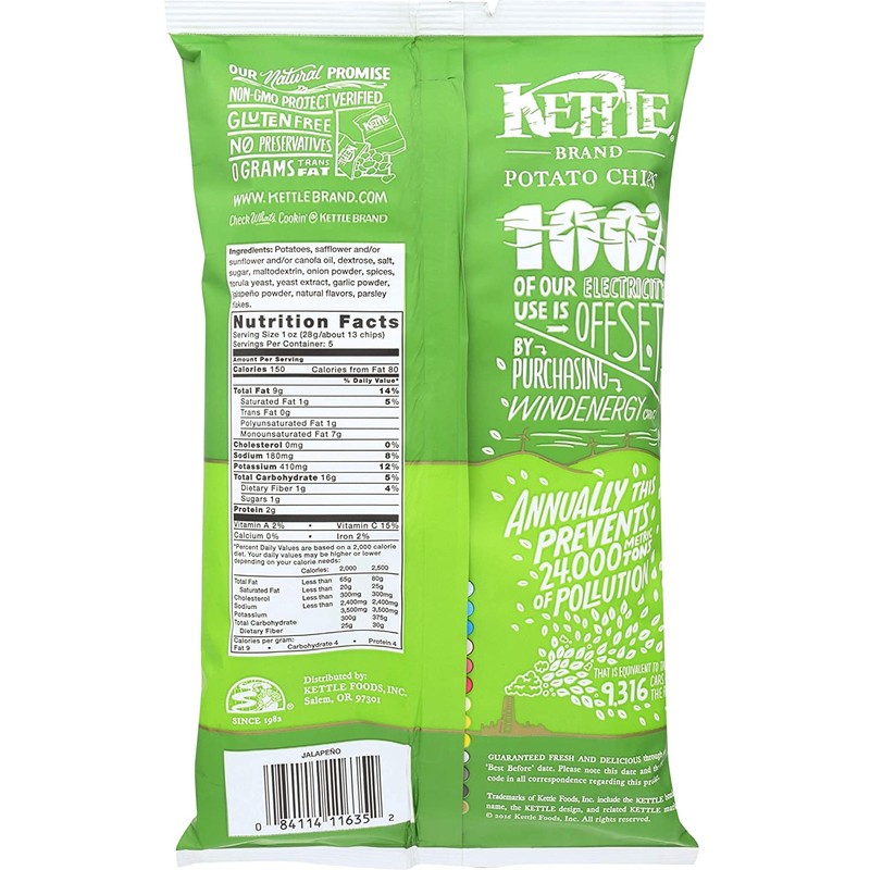 Kettle Foods Chip Potato Nat Jalapeno, 5 oz
