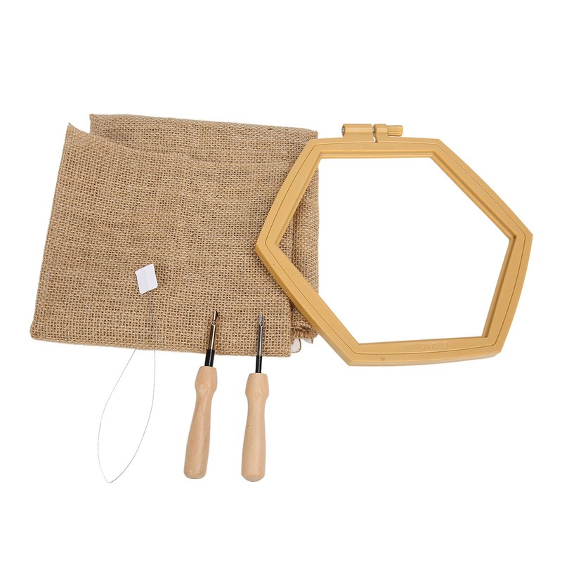 Punch Needle Kit Hex Hoop Glossy Frame Easy Operation Safe
