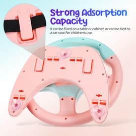 TOYANDONA Kids for Backseat with Car Key, Simulated Driving Toy with Light and Music Toddlers Pretend Play Toy for Baby Children