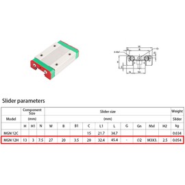 SIMAX3D MGN12H carriage block linear guide rail carrier for MGN12H linear guide rail MGN12 linear rail
