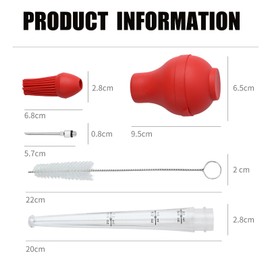 Jidyllic Turkey Baster Set of 4,Turkey Seasoning Pump Baster Tool for Cooking Syringe for Home Baking with Cleaning Brush Barbecue Tool for BBQ Grill Baking Kitchen Cook