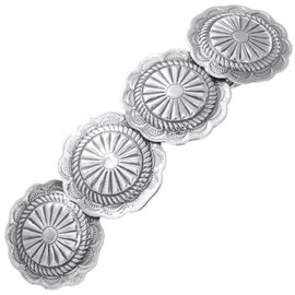 Navajo Sterling Concho Hair Barrette Hammered Silver Design on Spring Clip 0199