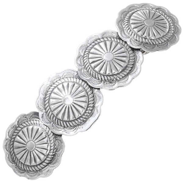 Navajo Sterling Concho Hair Barrette Hammered Silver Design on Spring