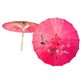 TJ Global PACK OF 2 Japanese Chinese Kids Size 22" Umbrella Parasol For Wedding Parties, Photography, Costumes, Cosplay, Decoration And Other Events - 2 Umbrellas (Hot Pink)