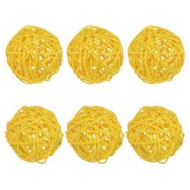 M METERXITY 6-Pack Wicker Rattan Balls 60mm/2.4 Inch Decorative Rattan Balls Orbs Vase Fillers Bowl Fillers for Christmas/Weddings/Thanksgiving/DIY Crafts/Home Decor [Yellow]