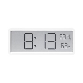 Curtainboro Digital Alarm Clock, 8 inch Digital Wall Clock with Temperature Humidity Display Ultra Thin LED Electronic Desk Easy Read Clock for Office Living Room Decor,White