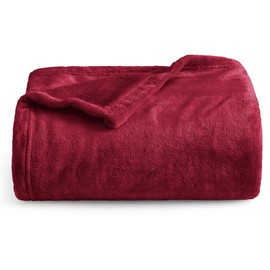 Oxford Homeware Fleece Blanket Sofa Throw Cuddly Reversible Soft Throws for Bed, Couch, Settee, Travel Lightweight and Breathable Blanket fit All Season (Burgundy, Throw/Single)