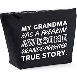 Hippowarehouse My Grandma Has A Freakin' Awesome Granddaughter True Story. printed make up cosmetic wash bag 18x19x9cm