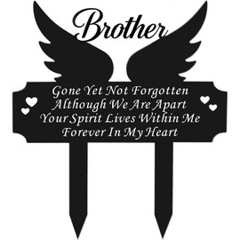 Metal Grave Marker Stake - Cemetery Garden Decor for Brother, Rust-Proof All-Weather Outdoor Remembrance Plaque, in Loving Memory of Brother Memorial Yard Sign