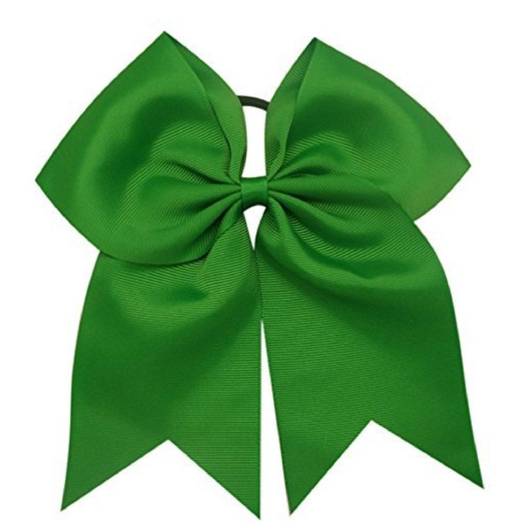 Kenz Laurenz Cheer Bows Green - Cheerleading Softball Gifts for Girls and Women Team Bow with Ponytail Holder Complete Your Cheerleader Outfit Uniform Strong Hair Ties Bands Elastics
