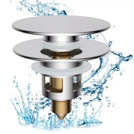 Hibbent Bathroom Sink Drain Stopper Anti-Clogging pop-up sink drainer stainless steel US - Chrome