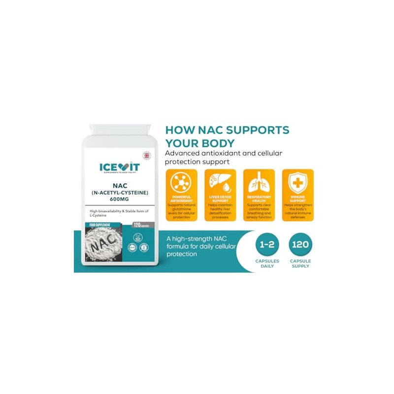 NAC N-Acetyl Cysteine 600mg, 120 Vegan Capsules