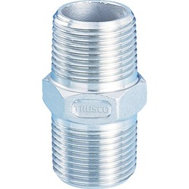 TRUSCO Screw-in Pipe Fittings, Silver, 25A, Hex Nipple, SUS, Stainless Steel Screw-in Fittings for Various Equipment, for Water, Oil, and Gas, TSTN25A