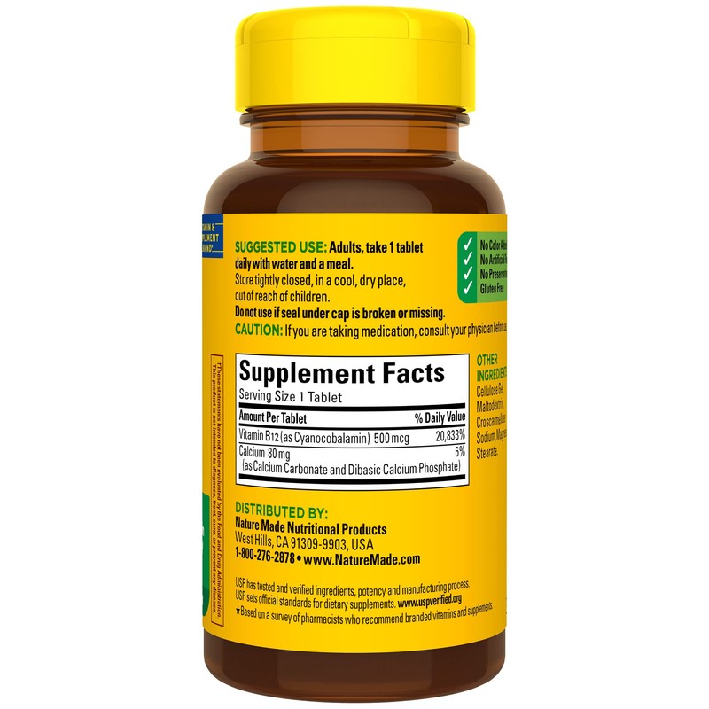 Nature Made Vitamin B12 500 mcg, Dietary Supplement for Energy