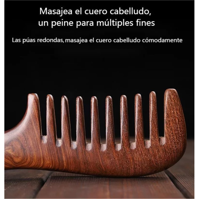 Iwansol Peine Antifrizz De Madera De Sándalo Dorado Antiestático