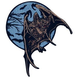 Zegin Vampire Bat in Dark Night Patch Embroidered Applique Badge Iron On Sew On Emblem