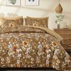 Dobuyly Fall King Size Comforter Set, 7 Pieces Brown Floral