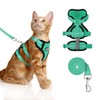 Cat Harness for Walking, Escape Proof Cat Harness and Leash Set with Reflective Strip, Adjustable Cat Leash Breathable Soft Vest for Small to Large Cats, Green, M