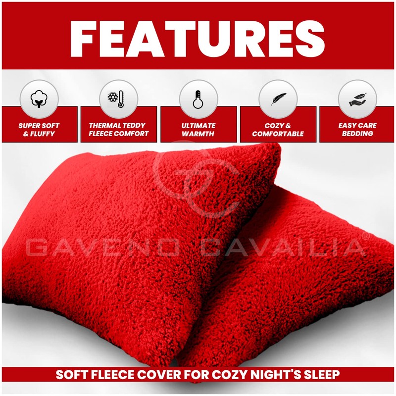GC GAVENO CAVAILIA 2 Pack Teddy Fleece Pillow Cases -