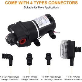 CAMPLUX Water Pump 1.6GPM/3.3GPM 12V DC Diaphragm Self-Priming RV Motorhome Boat - 12.5 GPM Water Pump