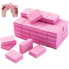 50pcs Mini Nail Buffer Blocks - 100/180 Grit Dual-Sided Sponge Buffing & Sanding Files for Natural, Gel, Acrylic Nails. Professional & Long-Lasting Nail Buffers Block, Pink Buffer Nails File
